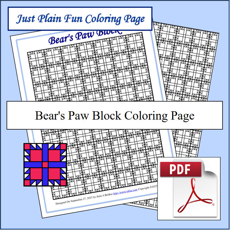 Bear's Paw Block Coloring Page