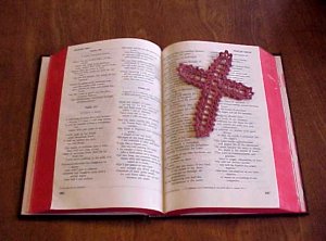 Lacy Cross Bookmark & Bible