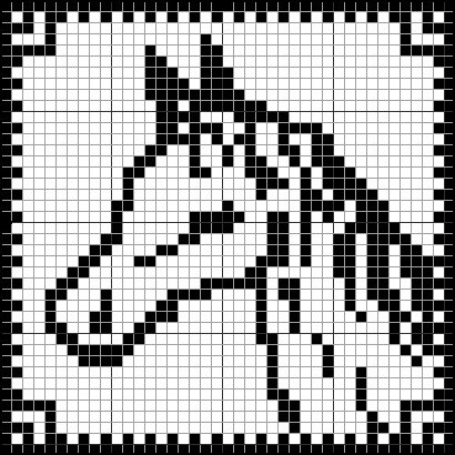 Stitch Chart for the Horse Head Filet Doily