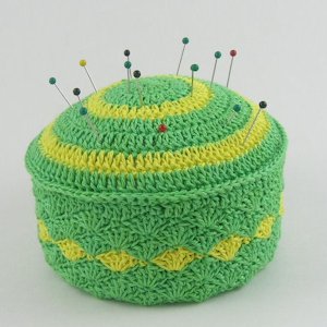 Shell Stitch Tuna Can Pincushion