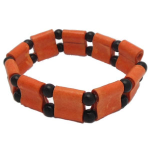 Image of Orange and Black Double Hole Stretch Bracelet