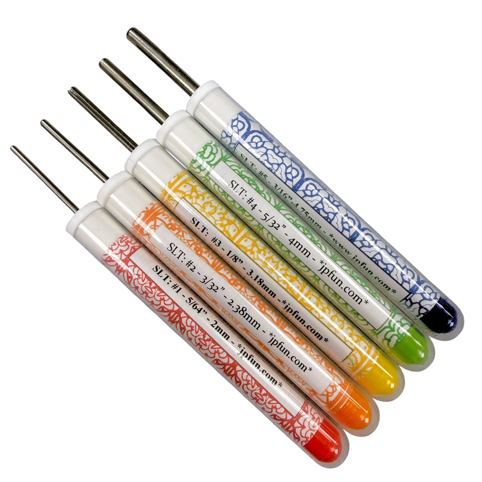 Set of 5 Classic Slotted Rainbow Filigree Paper Bead Rollers.