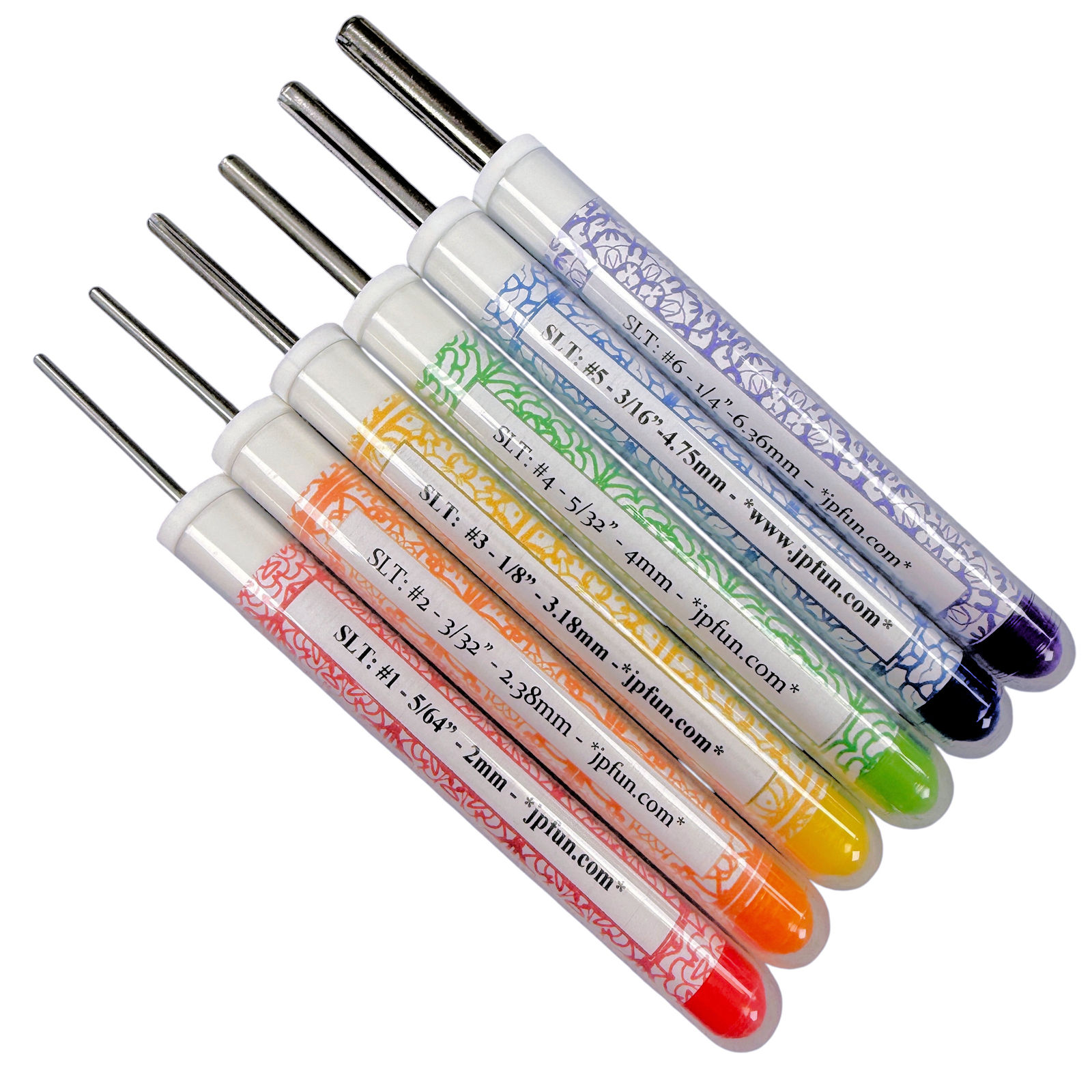 Set of 6 Classic Slotted Rainbow Filigree Paper Bead Rollers.