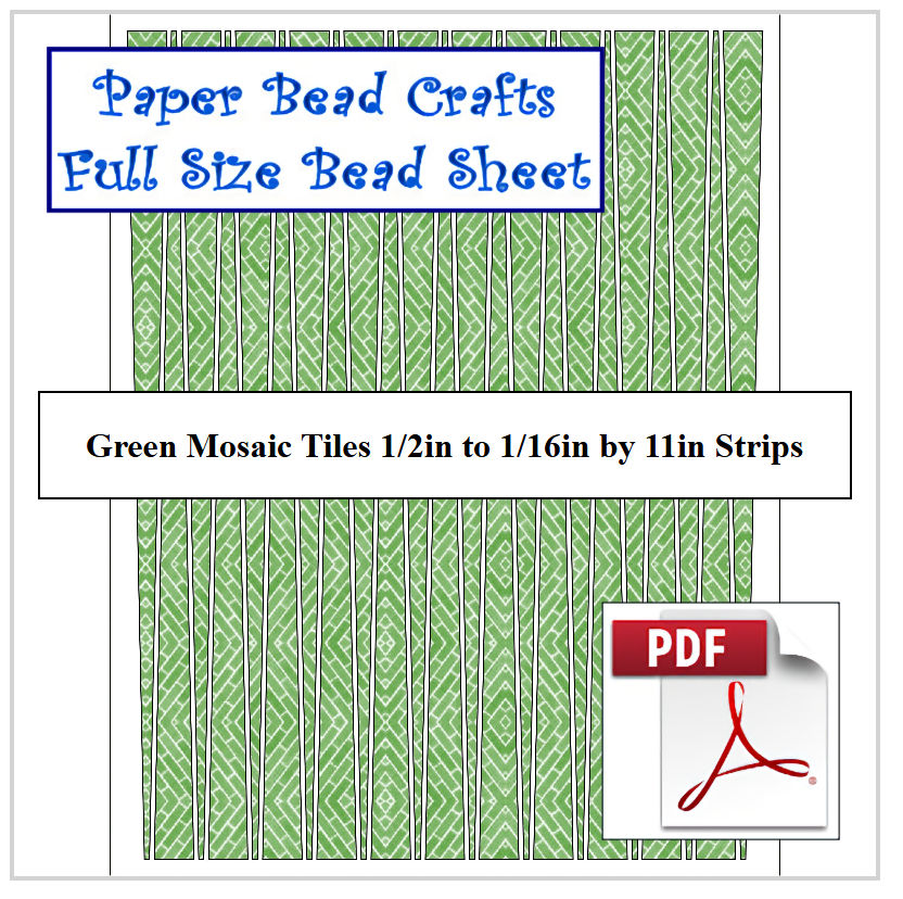 Green Mosaic Tiles 1/2in to 1/16in by 11in Strips