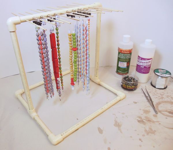 PVC and Skewers Paper Bead Drying Rack