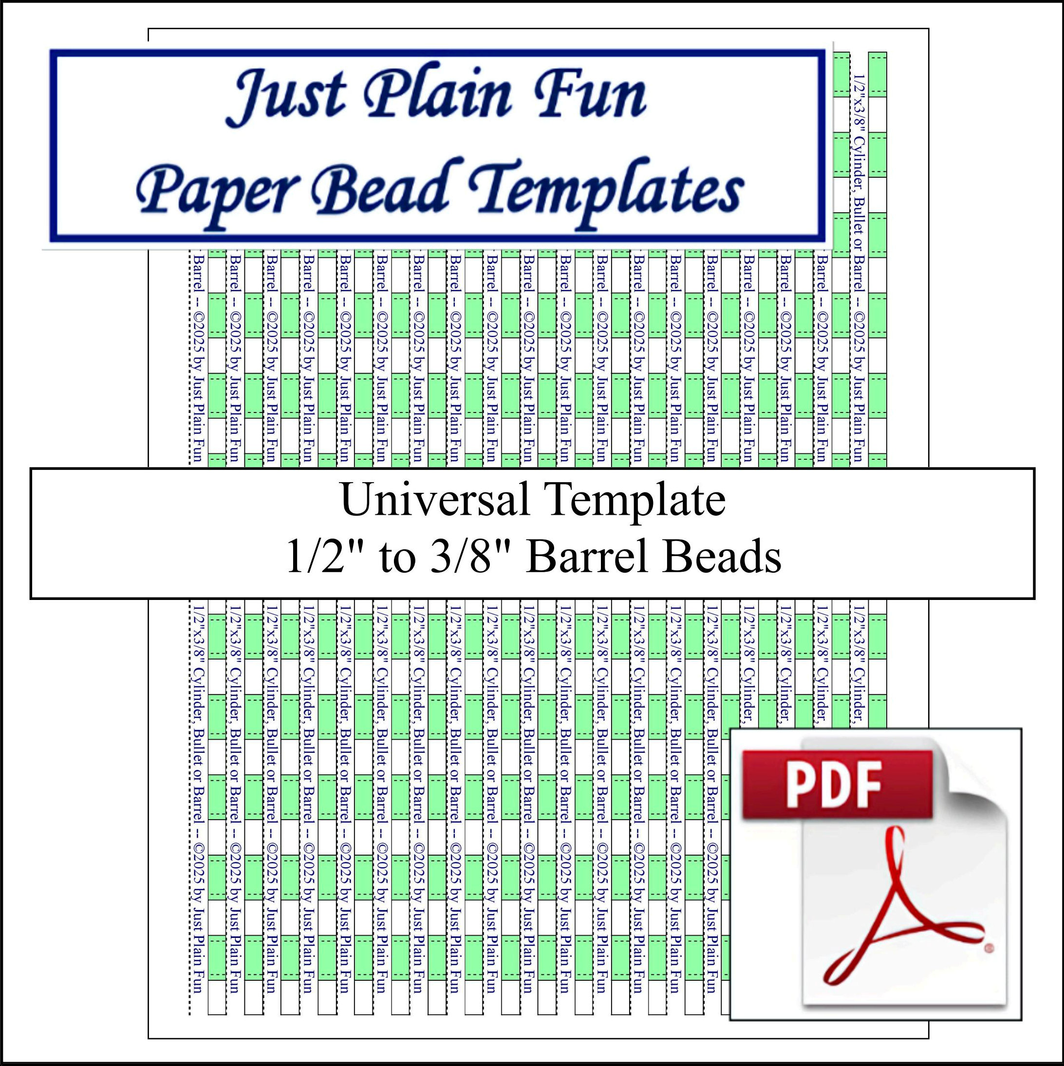 Paper Bead Cutting Guide Templates, 1/2in to 3/8in Strips Paper Bead Templates, 1/2in to 3/8in Strips