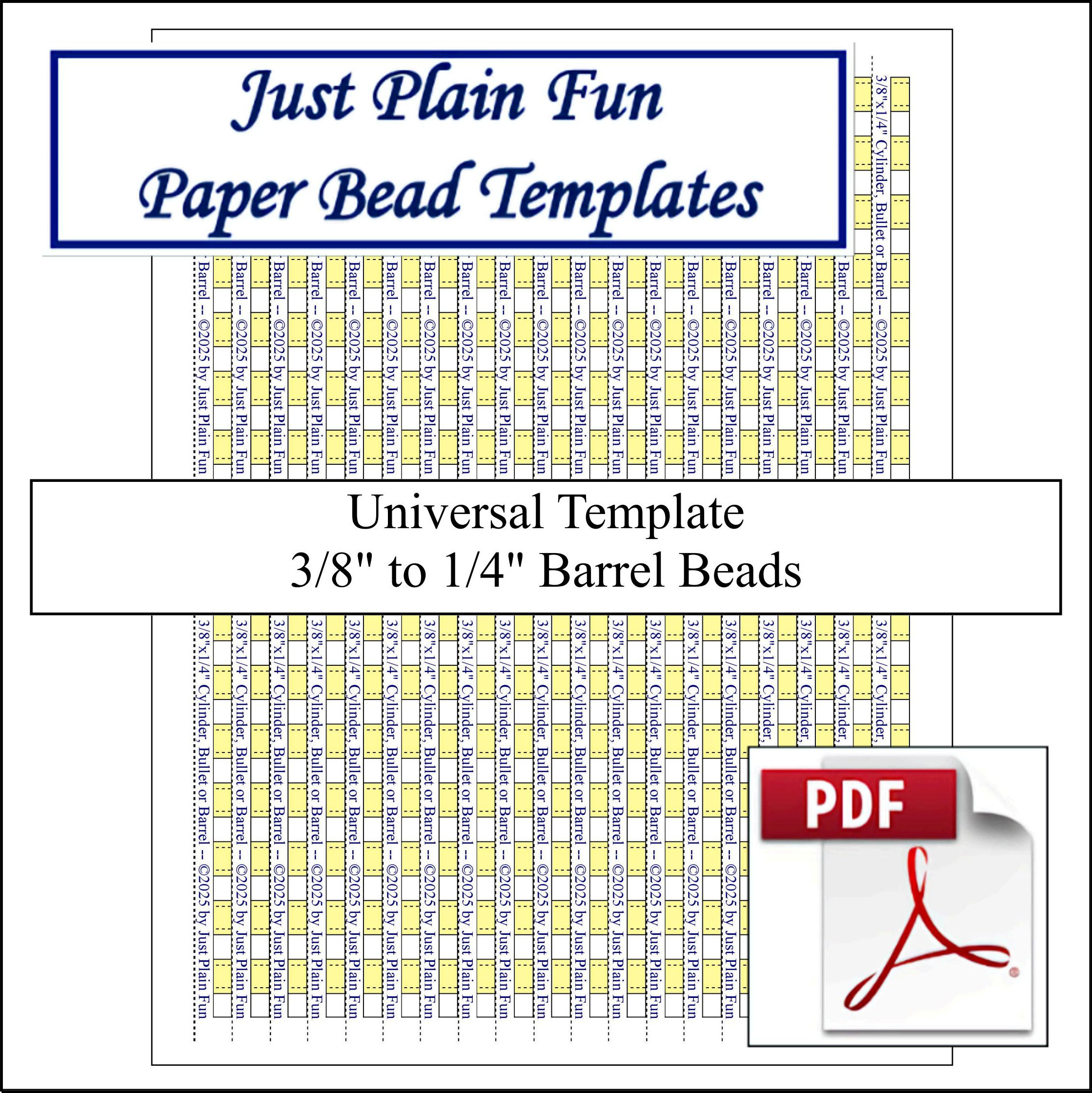 Paper Bead Templates, 3/8in to 1/4in Strips