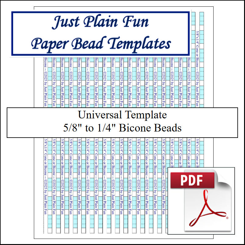 Paper Bead Templates, 5/8in to 1/4in Strips