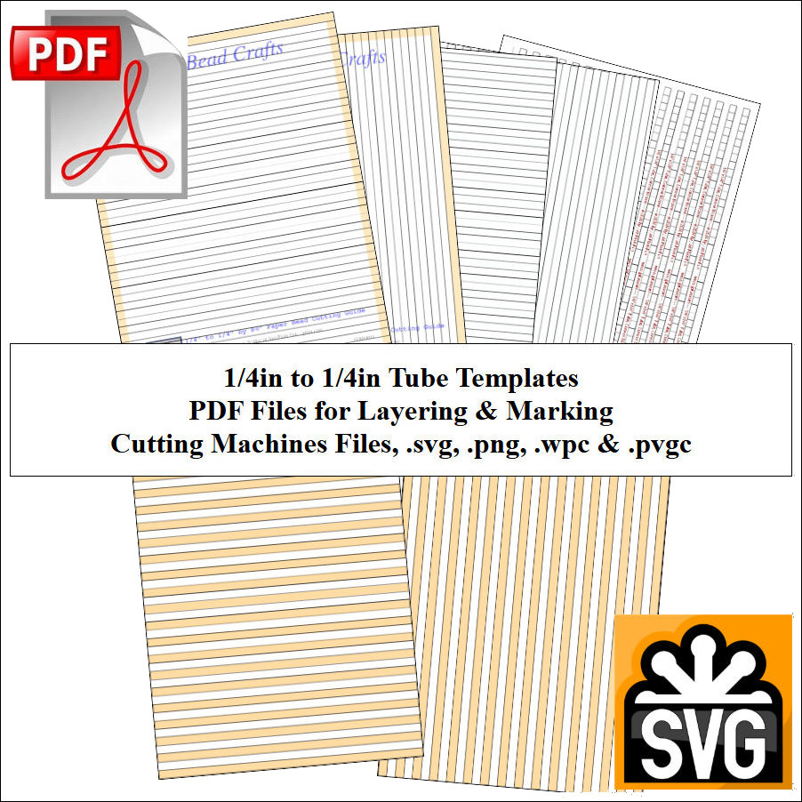 Paper Bead Templates, 1/4in x 1/4in strips