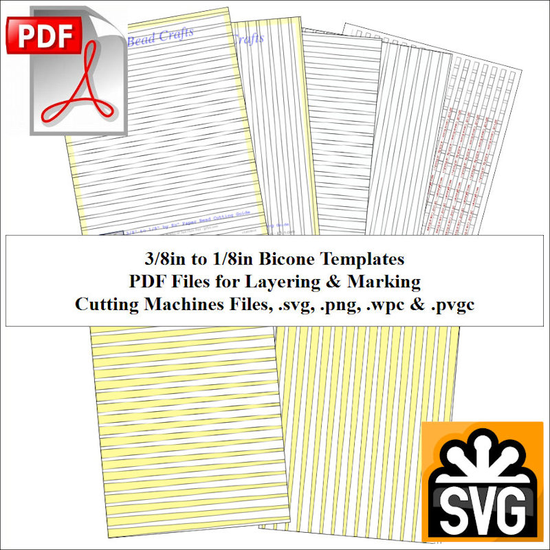 Bicone 3/8in x 1/8in Paper Bead Templates