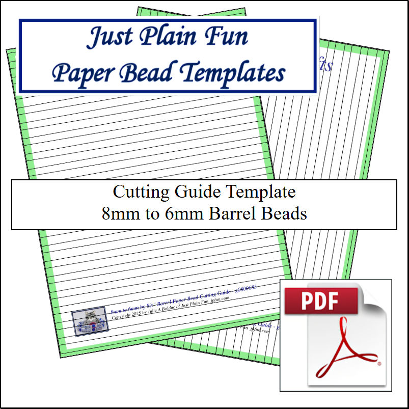 Paper Bead Cutting Guide Templates, 8mm to 6mm Strips Templates 8mm to 6mm Strips