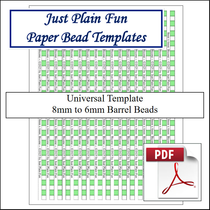 Paper Bead Cutting Guide Templates, 8mm to 6mm Strips Templates 8mm to 6mm Strips