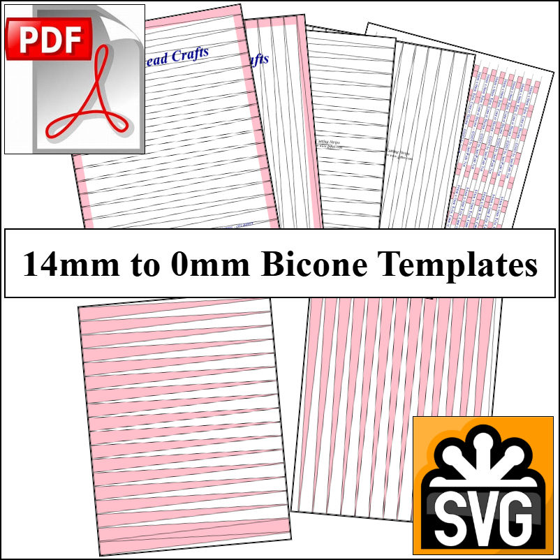 Bicone: 14mm x 0mm Paper Bead Templates