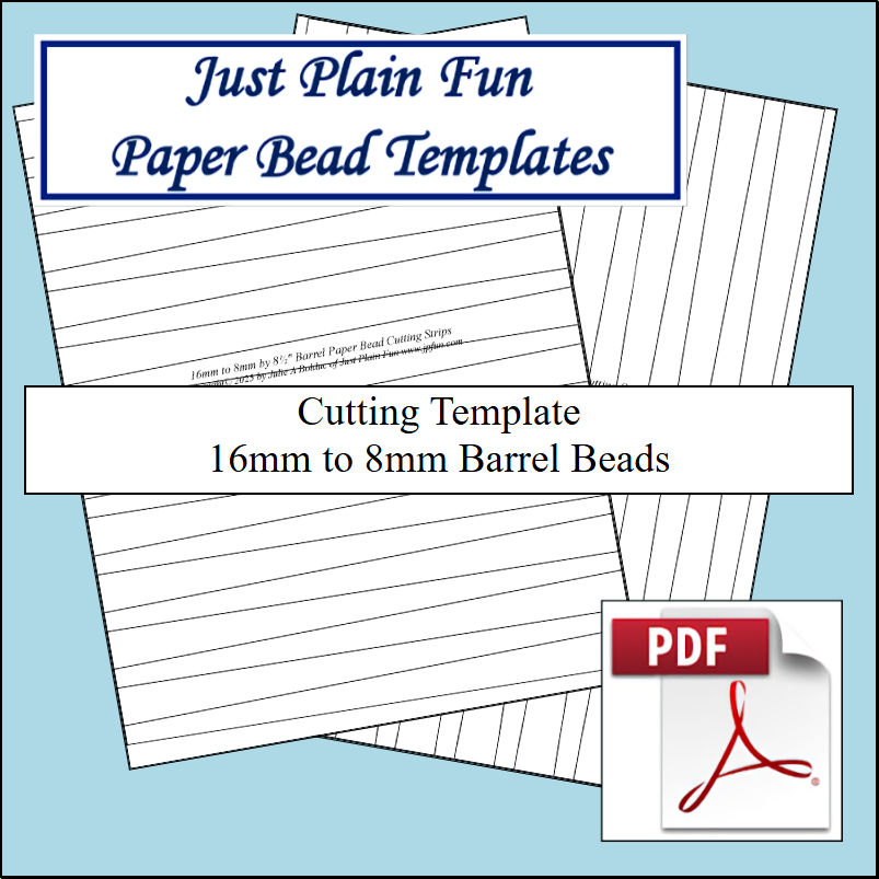 Paper Bead Cutting Templates, 16mm to 8mm Strips Templates 16mm to 8mm Strips
