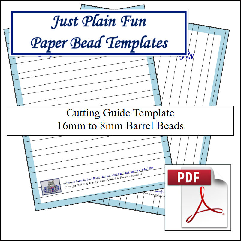 Paper Bead Cutting Guide Templates, 16mm to 8mm Strips Templates 16mm to 8mm Strips