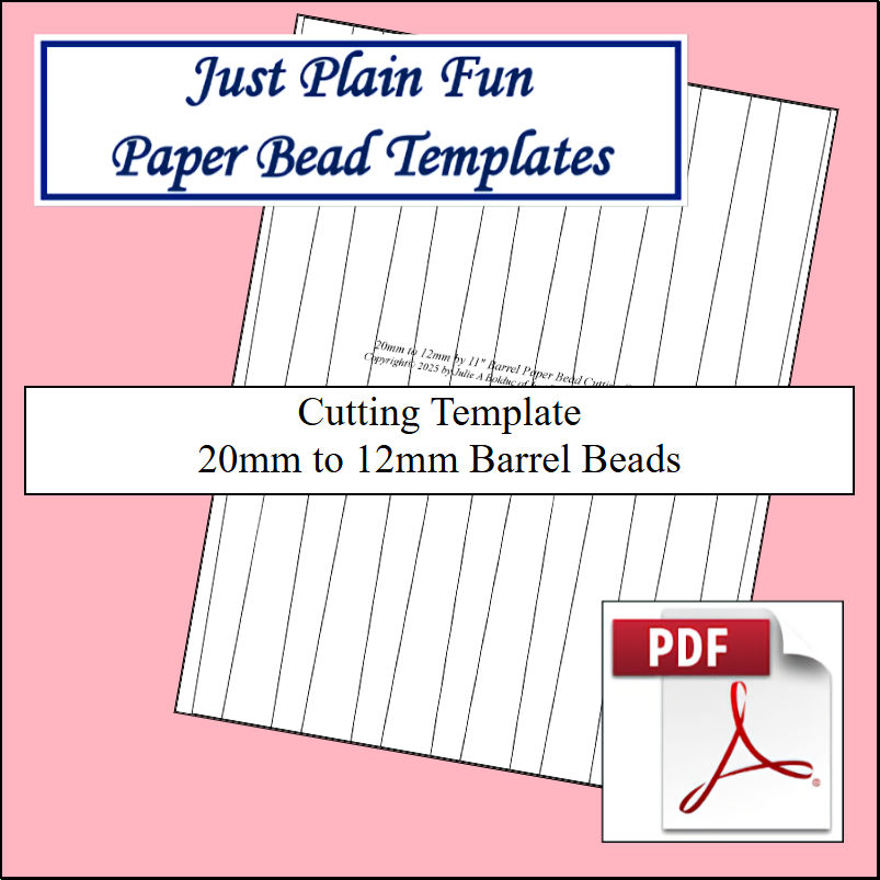 Paper Bead Cutting Templates, 20mm to 12mm Strips Templates 20mm to 12mm Strips