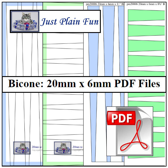 Bicone: 20mm x 6mm Paper Bead Templates