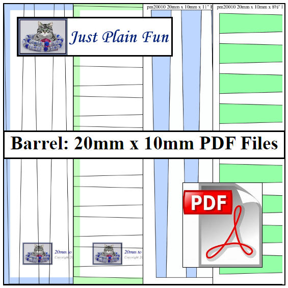 Barrel: 20mm x 10mm Paper Bead Templates