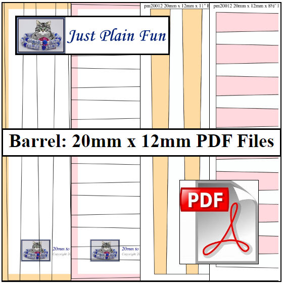 Barrel: 20mm x 12mm Paper Bead Templates