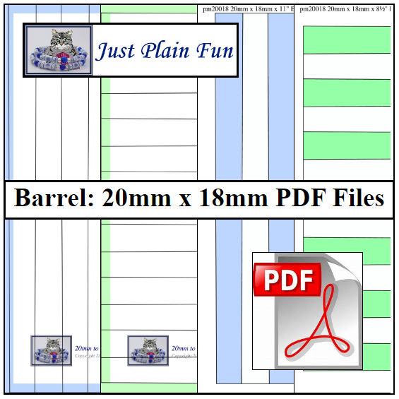 Barrel: 20mm x 18mm Paper Bead Templates