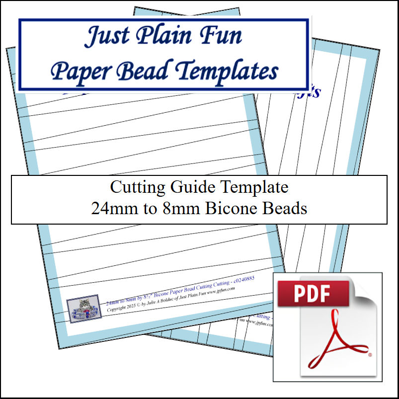 Paper Bead Cutting Guide Templates, 24mm to 8mm Strips Templates 24mm to 8mm Strips